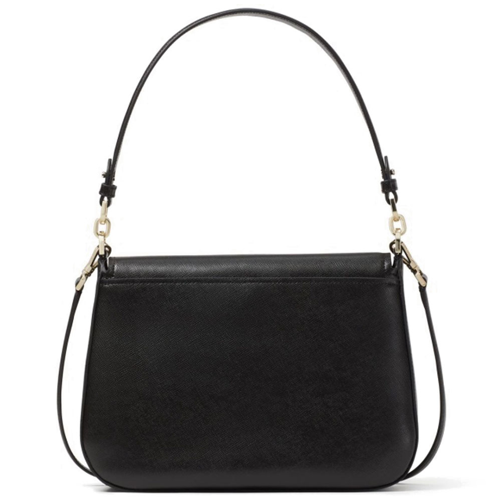 Kate Spade Crossbody Bag Staci Saffiano Leather Flap Shoulder Bag Black # K9324