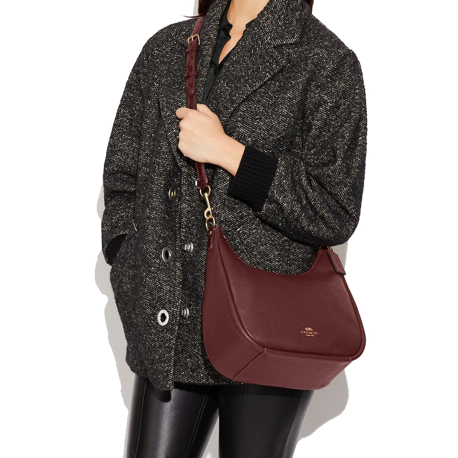Coach Crossbody Bag Sling Shoulder Bag Jules Hobo Wine Dark Red # CC756