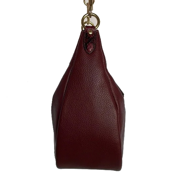 Coach Crossbody Bag Sling Shoulder Bag Jules Hobo Wine Dark Red # CC756