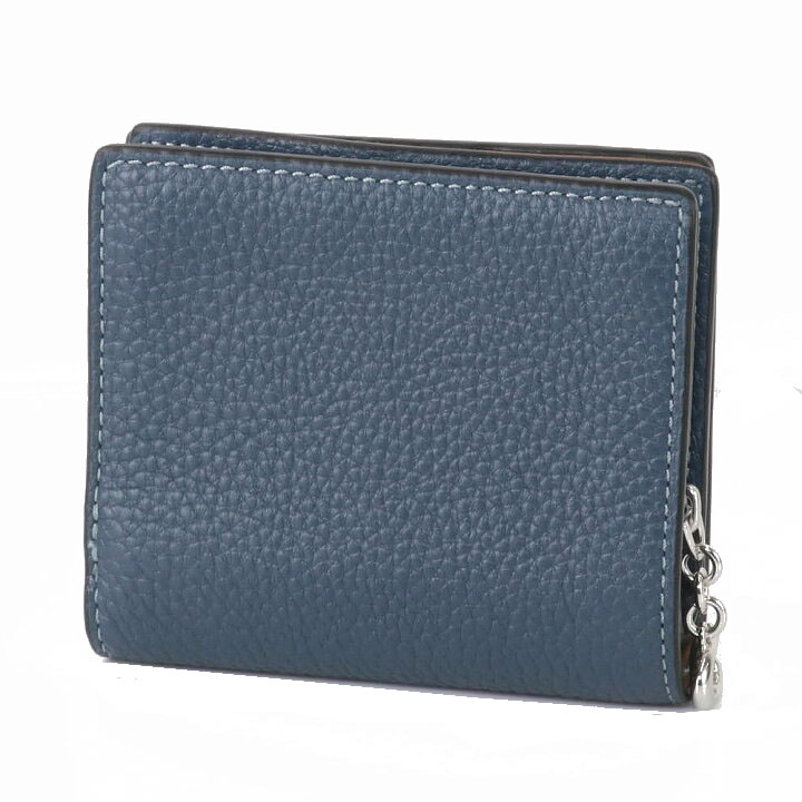 Coach Small Wallet Pebble Leather Snap Wallet Denim Blue # C2862