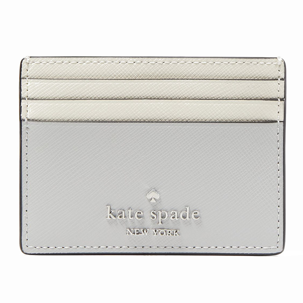 Kate Spade Card Holder Madison Colourblock Saffiano Leather Platinum Grey # KC516