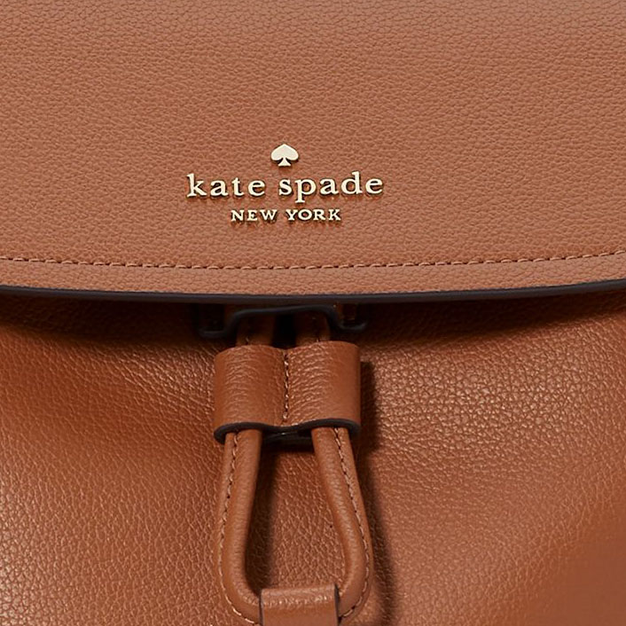 Kate Spade Rosie Pebbled Medium Flap Backpack Leather Warm Gingerbread Brown # KB714