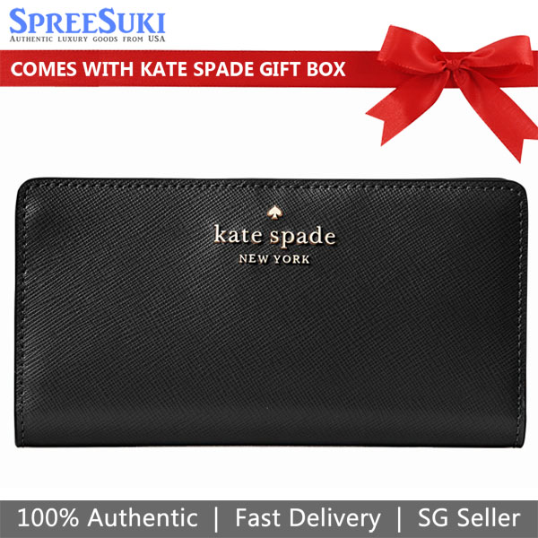 Kate Spade Staci Large Slim Bifold Wallet Black # WLR00145