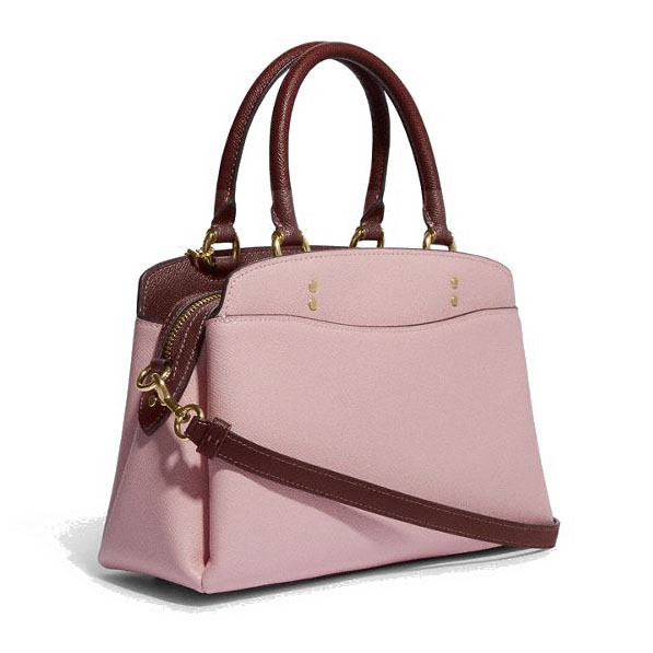 Coach Lillie Mini Carryall Powder Pink & Wine Leather Crossbody Powder Pink Wine # CF394