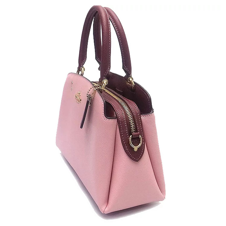 Coach Lillie Mini Carryall Powder Pink & Wine Leather Crossbody Powder Pink Wine # CF394