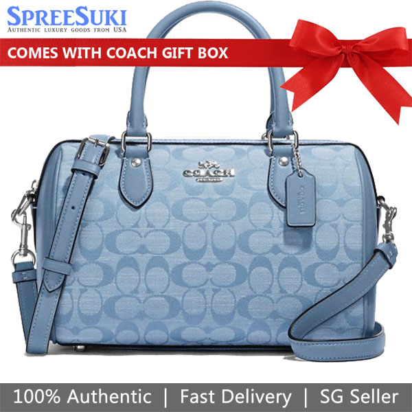 Coach Crossbody Bag Sling Rowan Satchel In Signature Chambray Cornflower Blue # CH141