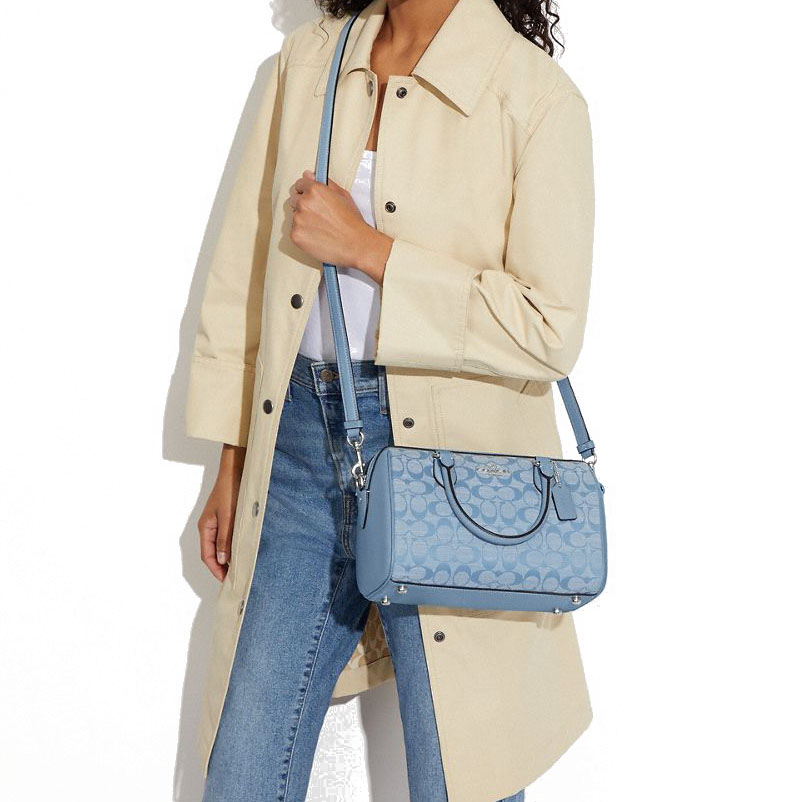 Coach Crossbody Bag Sling Rowan Satchel In Signature Chambray Cornflower Blue # CH141