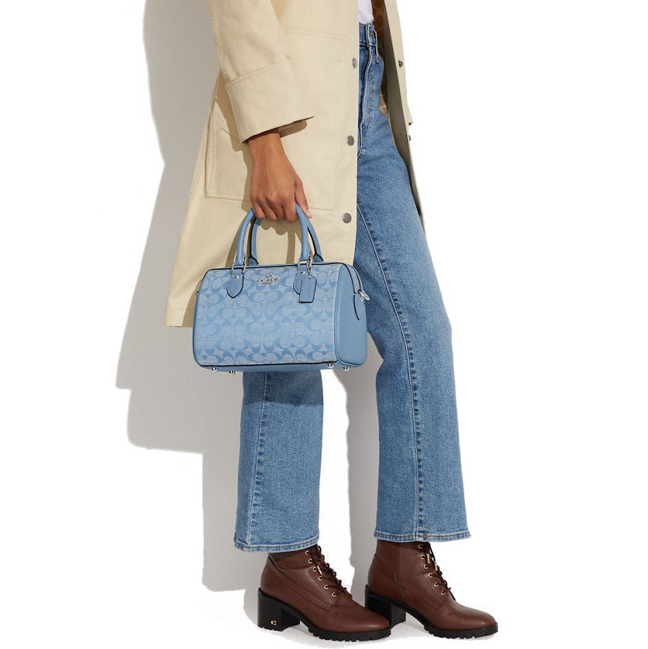Coach Crossbody Bag Sling Rowan Satchel In Signature Chambray Cornflower Blue # CH141