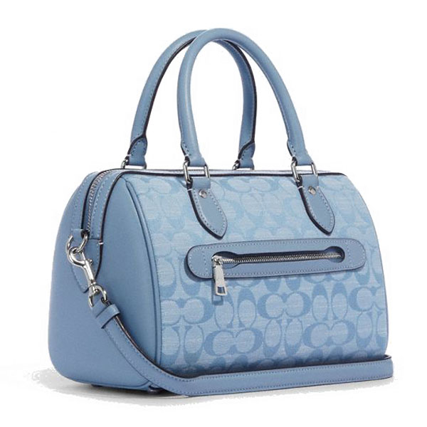 Coach Crossbody Bag Sling Rowan Satchel In Signature Chambray Cornflower Blue # CH141