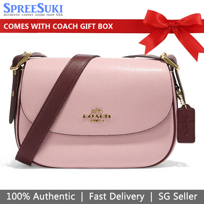Coach Crossbody Bag Sling Macie Saddle Bag Powder Pink Wine # CF383