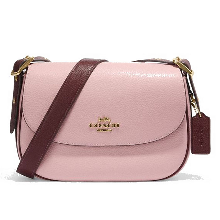 Coach Crossbody Bag Sling Macie Saddle Bag Powder Pink Wine # CF383