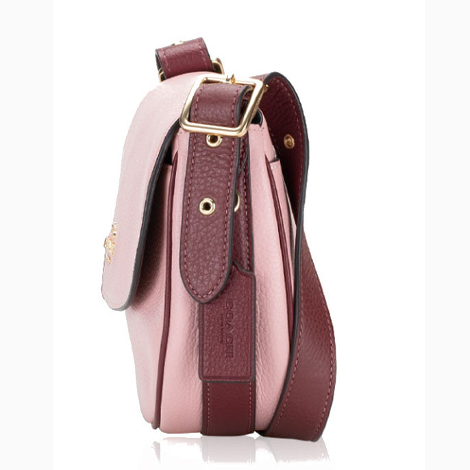 Coach Crossbody Bag Sling Macie Saddle Bag Powder Pink Wine # CF383