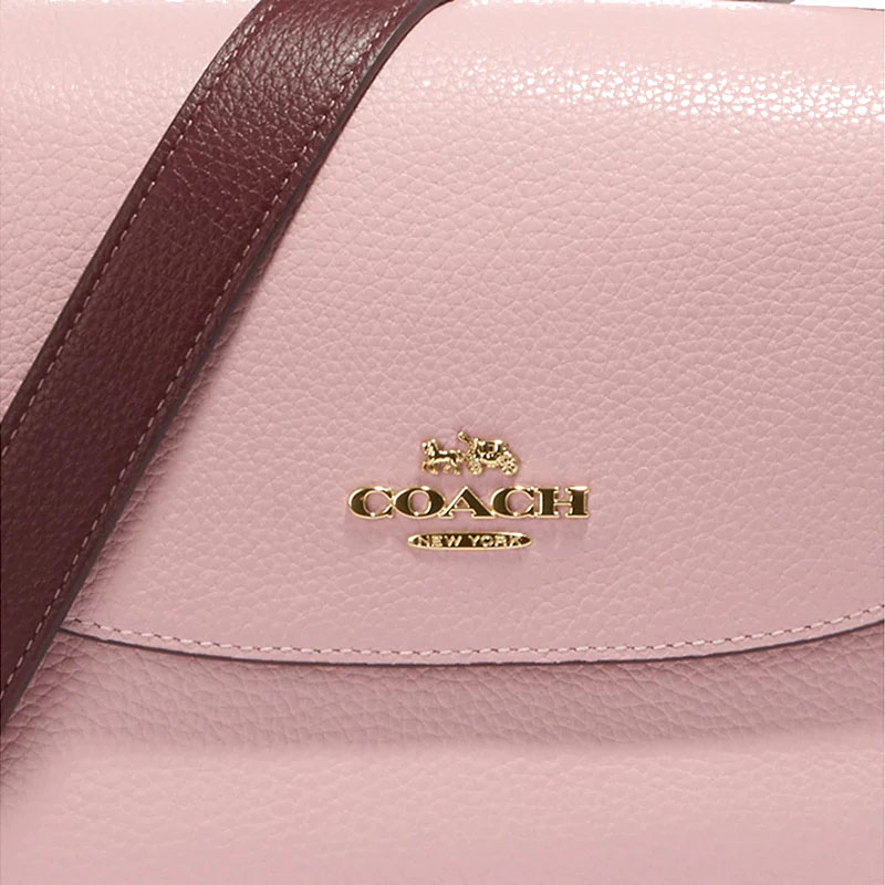 Coach Crossbody Bag Sling Macie Saddle Bag Powder Pink Wine # CF383