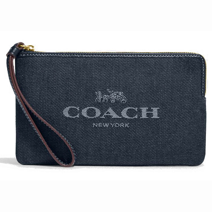 Coach Large Wristlet Large Corner Zip Wristlet Denim Blue # CH386