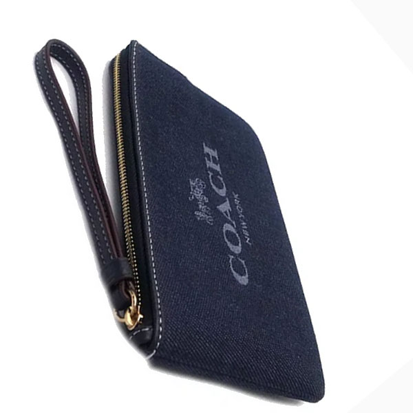 Coach Large Wristlet Large Corner Zip Wristlet Denim Blue # CH386