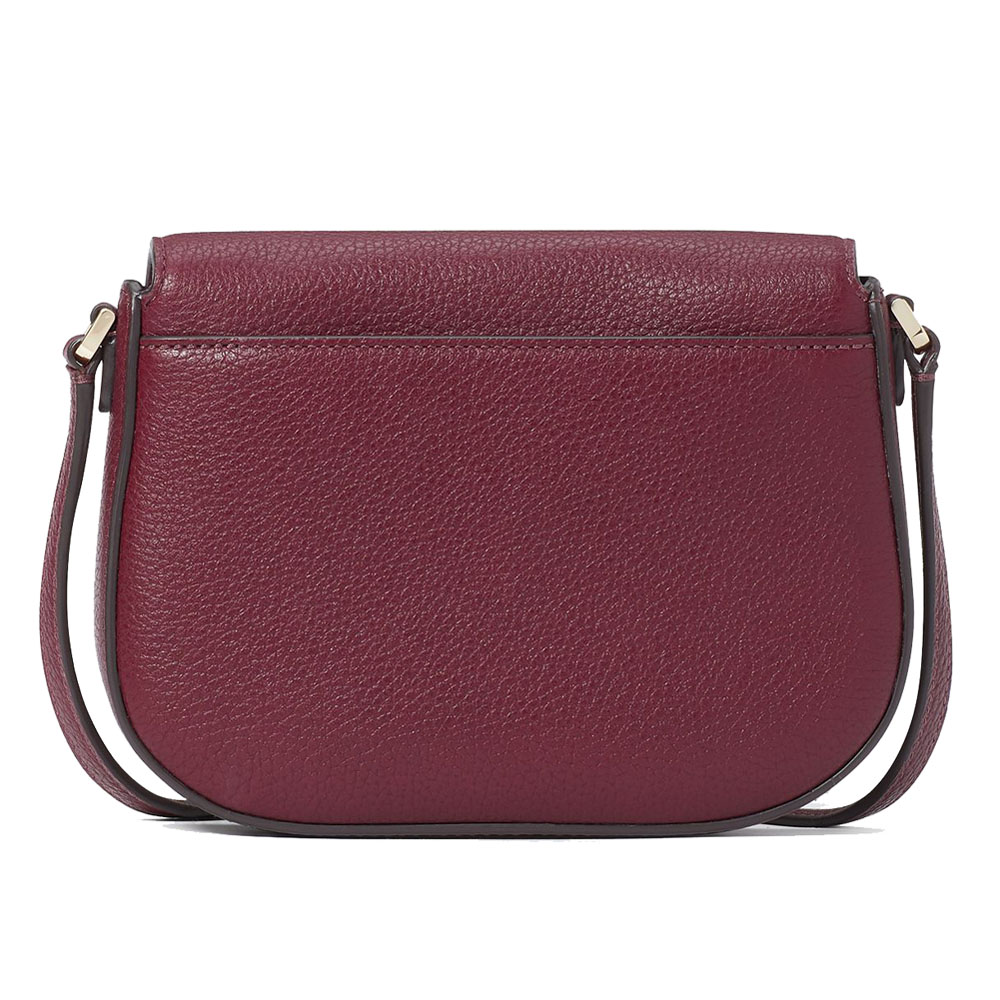 Kate Spade Crossbody Bag Sling Leila Mini Flap Crossbody Deep Berry Dark Red # WLR00396