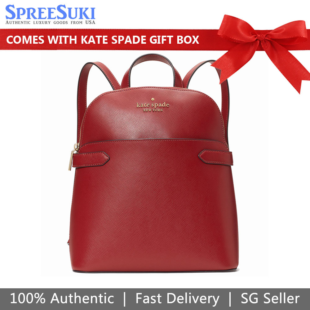 Kate Spade Medium Backpack Staci Dome Backpack Red Currant # K7340