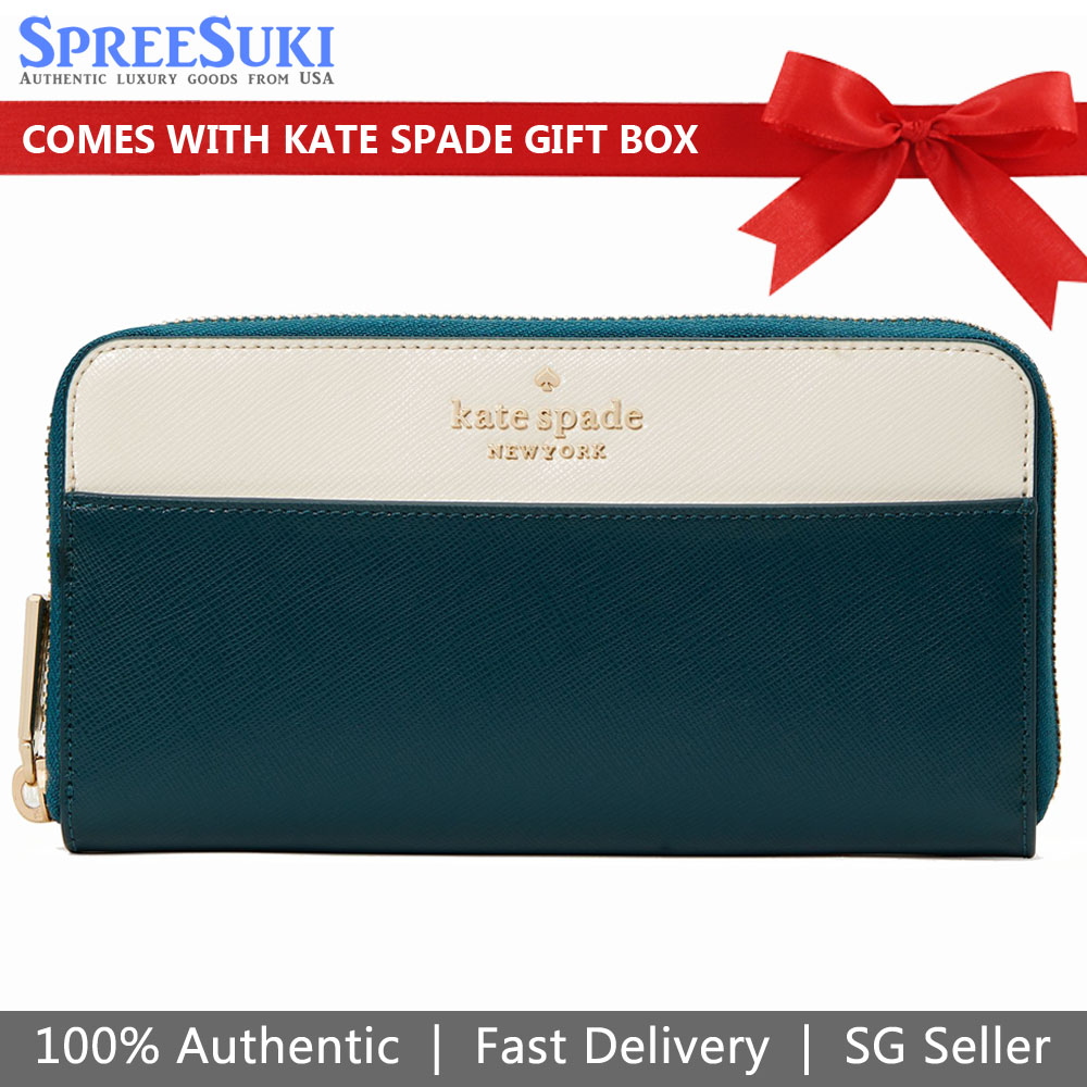 Kate Spade Colorblock Saffiano Large Continental Wallet Peacock Sapphire Multi # WLR00120