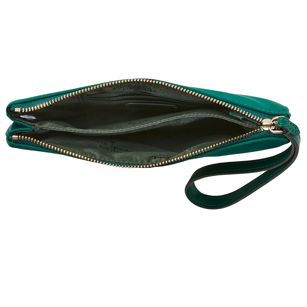 Kate Spade Large Wristlet Chelsea Medium Wristlet Pouch Deep Jade Green # KC633