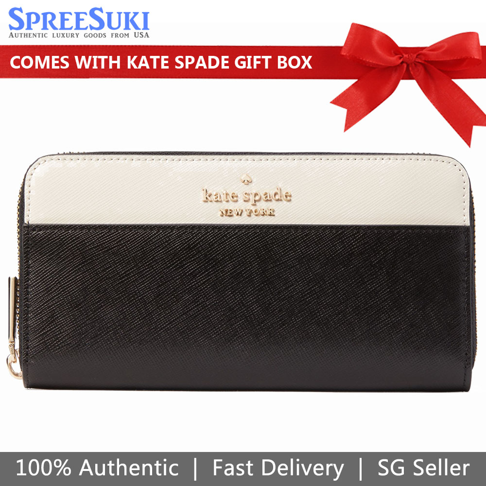 Kate Spade Long Wallet Staci Large Continental Wallet Zip Around Black # WLR00120