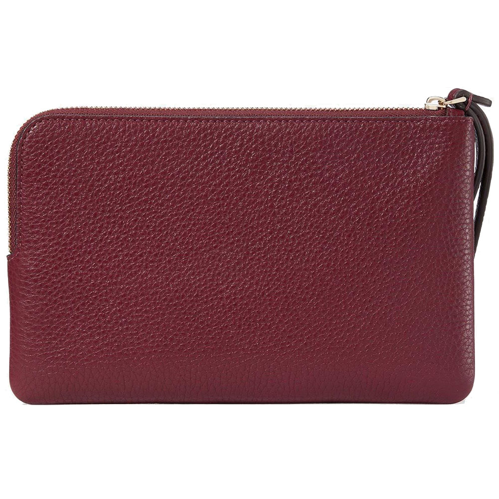 Kate Spade Large Wristlet Medium L-Zip Wristlet Deep Berry Dark Red # KB684