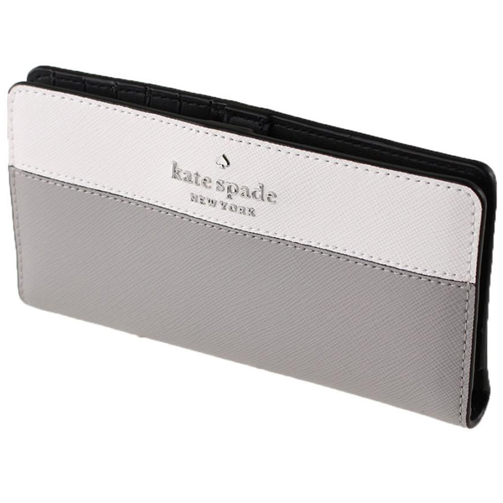 Kate Spade Long Wallet Medium Wallet Staci Large Slim Bifold Wallet Nimbus Grey # WLR00122