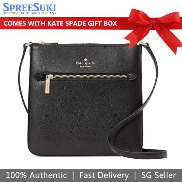 Kate Spade Sadie Saffiano Leather North South Crossbody Bag Sling Black # K7379