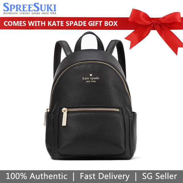 Kate Spade Leila Pebbled Leather Mini Dome Backpack Black # KB650