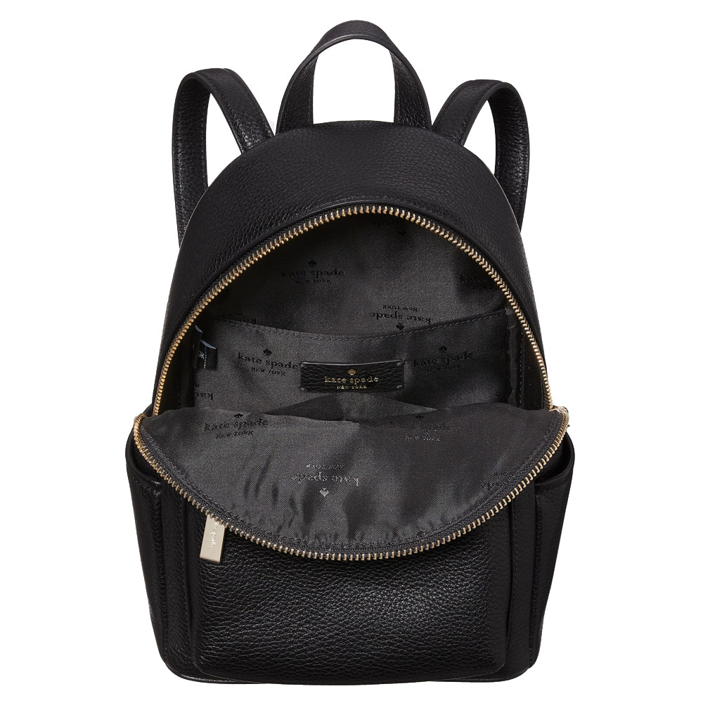 Kate Spade Leila Pebbled Leather Mini Dome Backpack Black # KB650