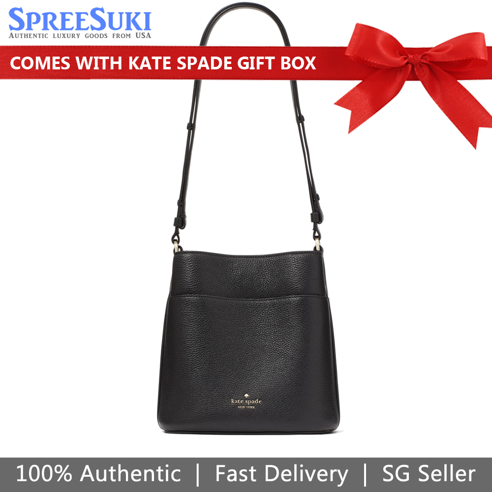 Kate Spade Shoulder Bag Sling Leila Small Bucket Bag Black # KE489