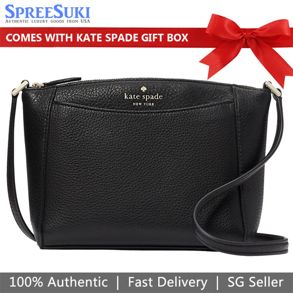 Kate Spade Crossbody Bag Sling Monica Leather Crossbody Black # KE937