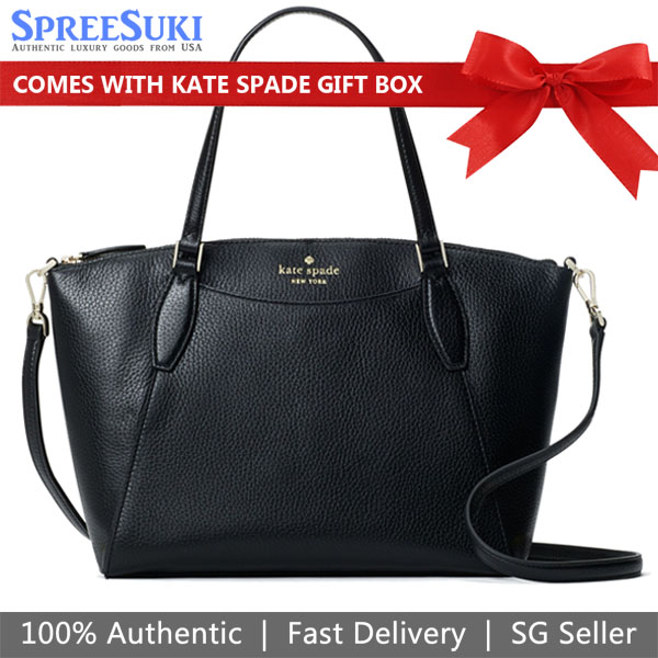 Kate Spade Crossbody Bag Satchel Pebbled Leather Black # WKR00240