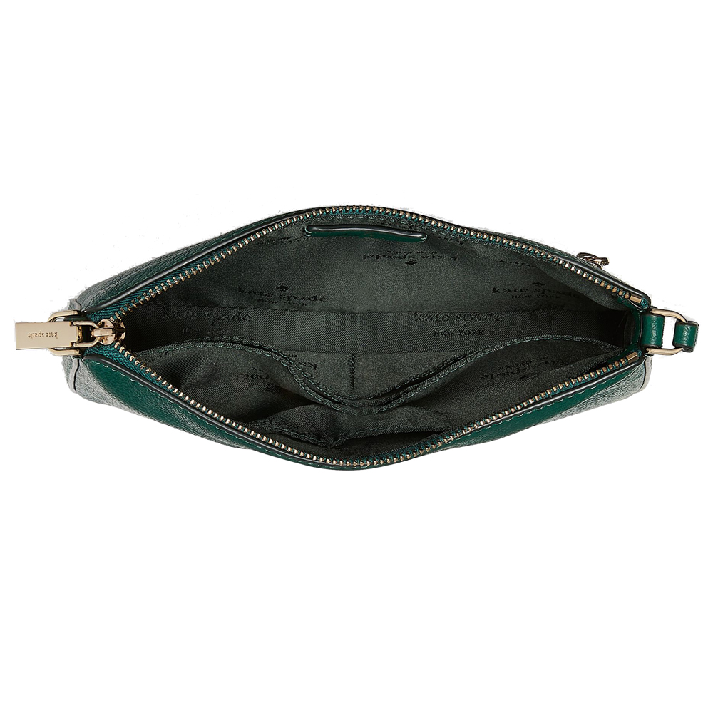 Kate Spade Leila Pebbled Leather Convertible Pouch Wristlet Deep Jade Green # K6088