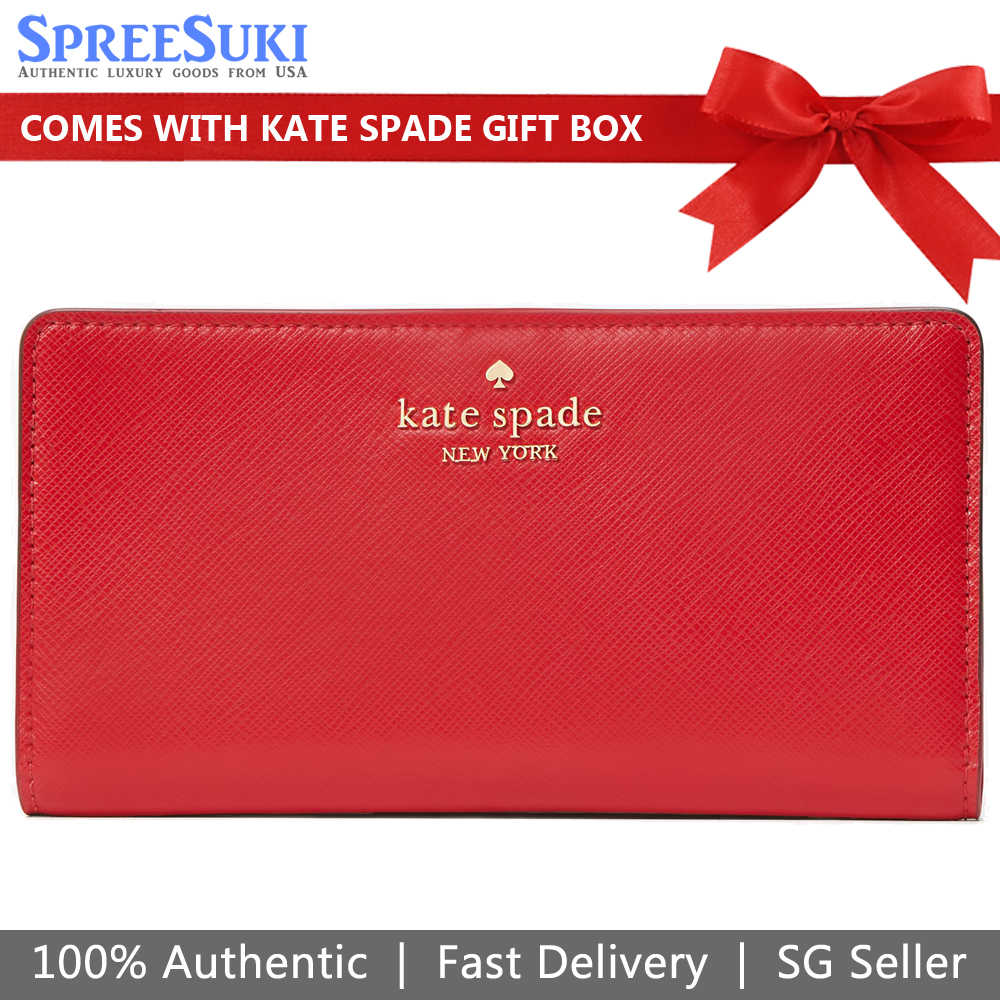 Kate Spade Long Wallet Medium Wallet Madison Large Slim Bifold Wallet Candied Cherry Red # KC579