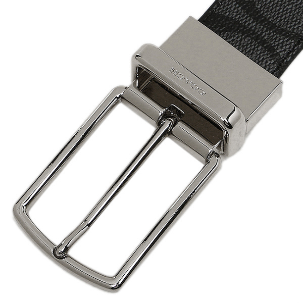 Coach Men Modern Harness Cut-To-Size Reversible Signature Coated Canvas Belt Charcoal / Black / Silver # F64825D1