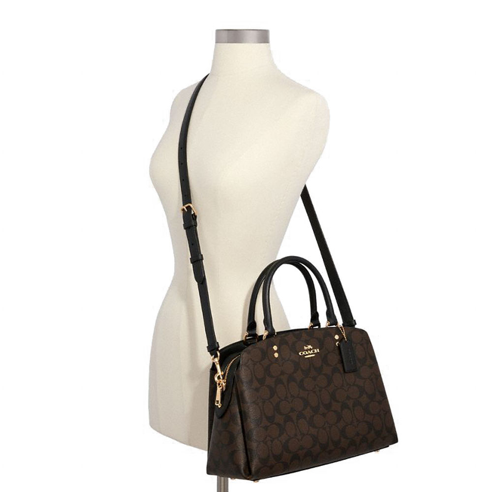 Coach Crossbody Bag Signature Lillie Carryall Brown Black # 91495D1