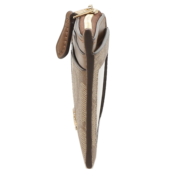 Coach Key Card Case In Gift Box Mini Skinny Id Case In Signature Canvas Khaki Saddle Brown # F88208D2