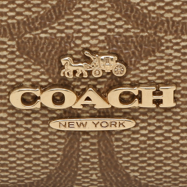 Coach Key Card Case In Gift Box Mini Skinny Id Case In Signature Canvas Khaki Saddle Brown # F88208D2