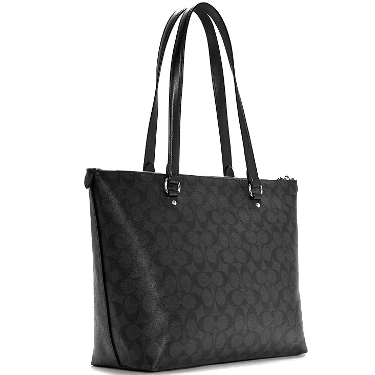 Coach Tote Shoulder Bag Gallery Tote In Signature Canvas Graphite Black # 79609D1