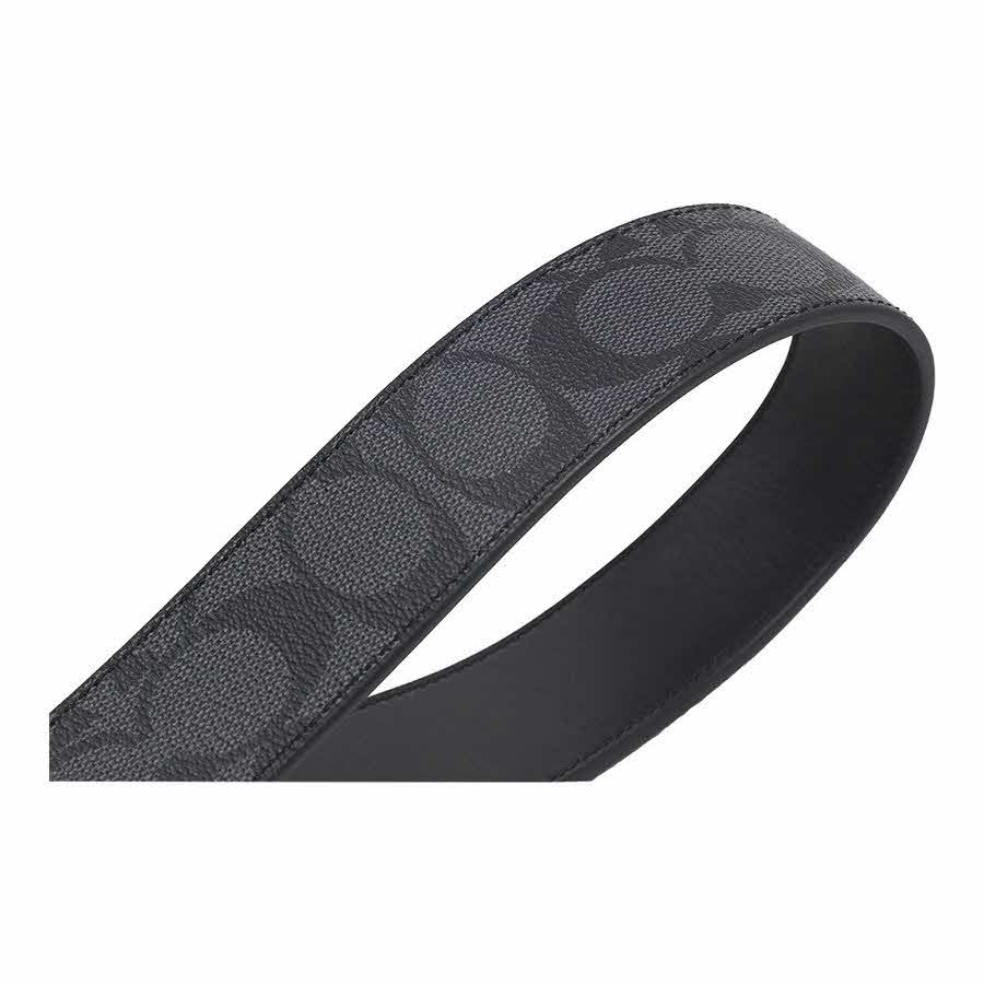 Coach Men Wide Harness Cut-To-Size Reversible Signature Coated Canvas Belt Charcoal / Black # F64839D1