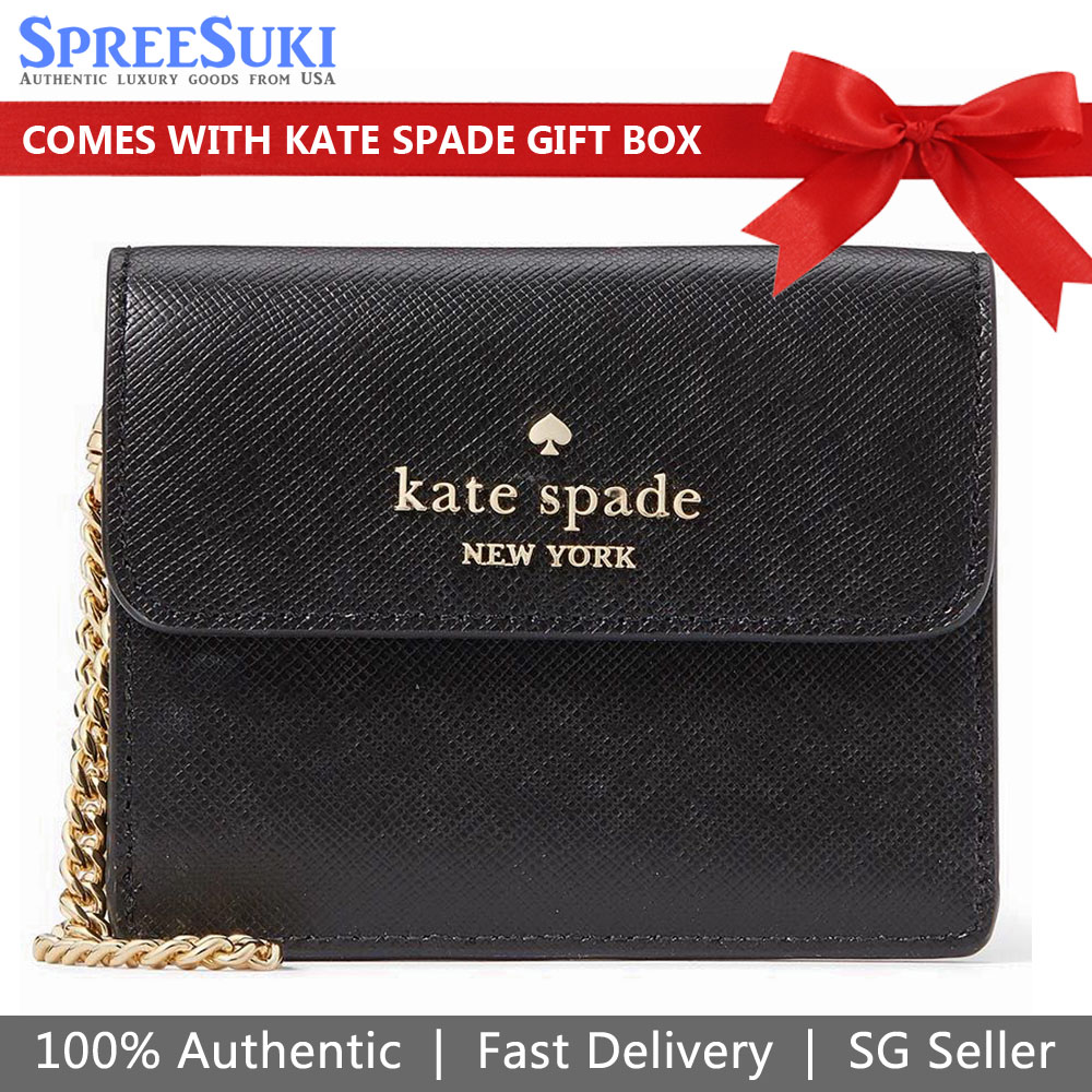 Kate Spade Madison Saffiano Leather Small Flap Card Case Black # KC591D1