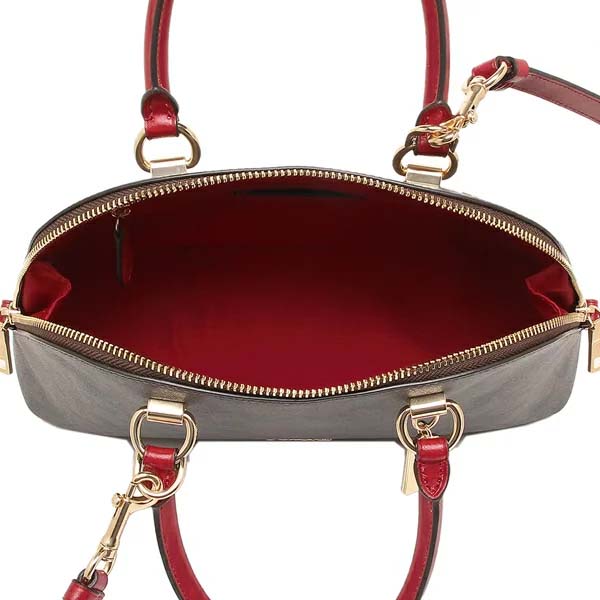 Coach Crossbody Bag Katy Satchel In Signature Canvas Brown 1941 Red # 2558D1