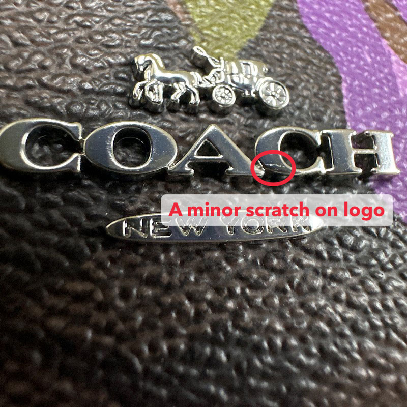 Coach Slim Id Card Case Signature Canvas With Rose Print Brown Iris # CL468D1