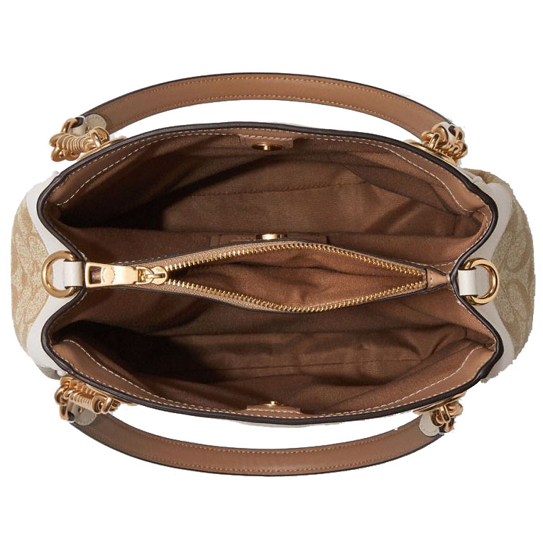 Coach Crossbody Bag Sling Cammie Chain Bucket Bag In Signature Canvas Light Khaki Chalk # C8152