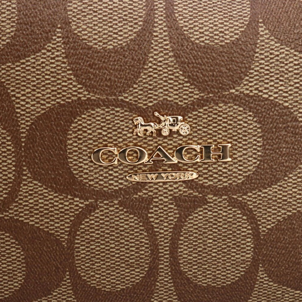 Coach Shoulder Bag Tote Kristy Shoulder Bag In Blocked Signature Canvas Khaki Brown # C6831