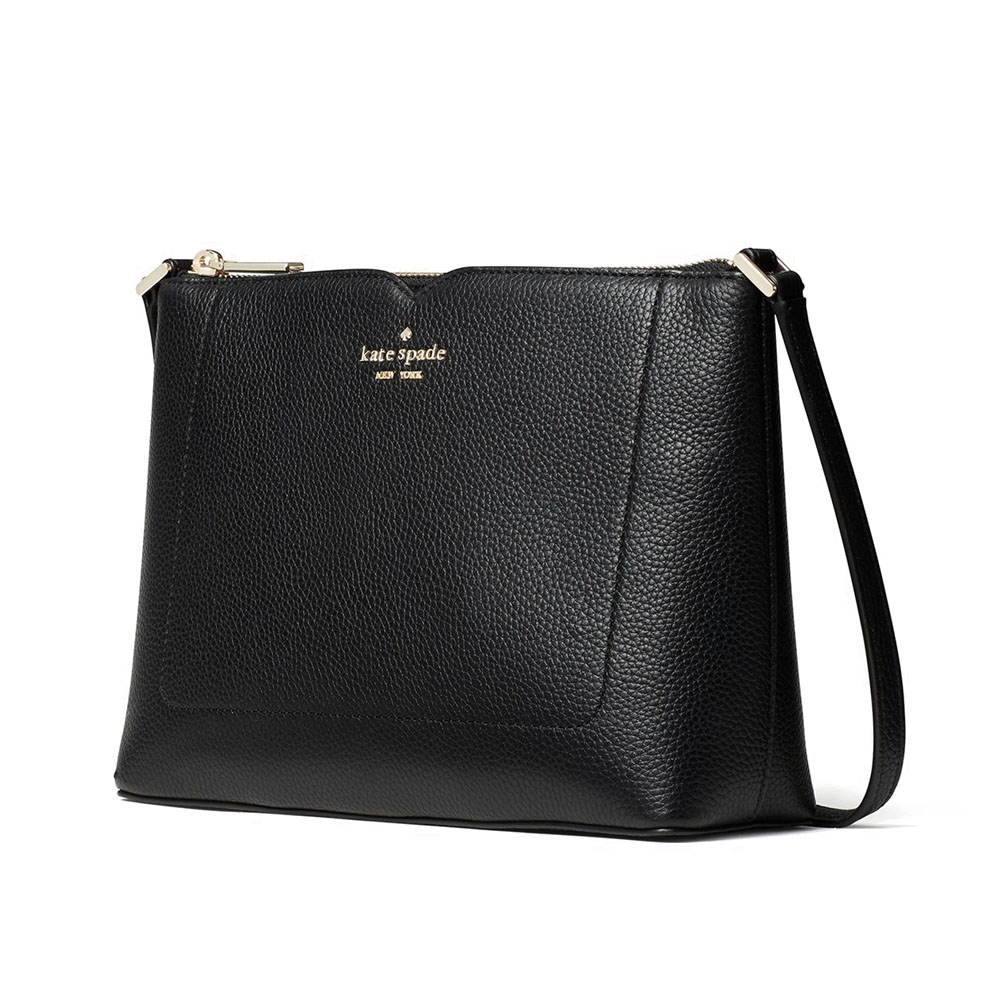 Kate Spade Crossbody Bag Harlow Pebbled Leather Crossbody Black # WKR00058D1