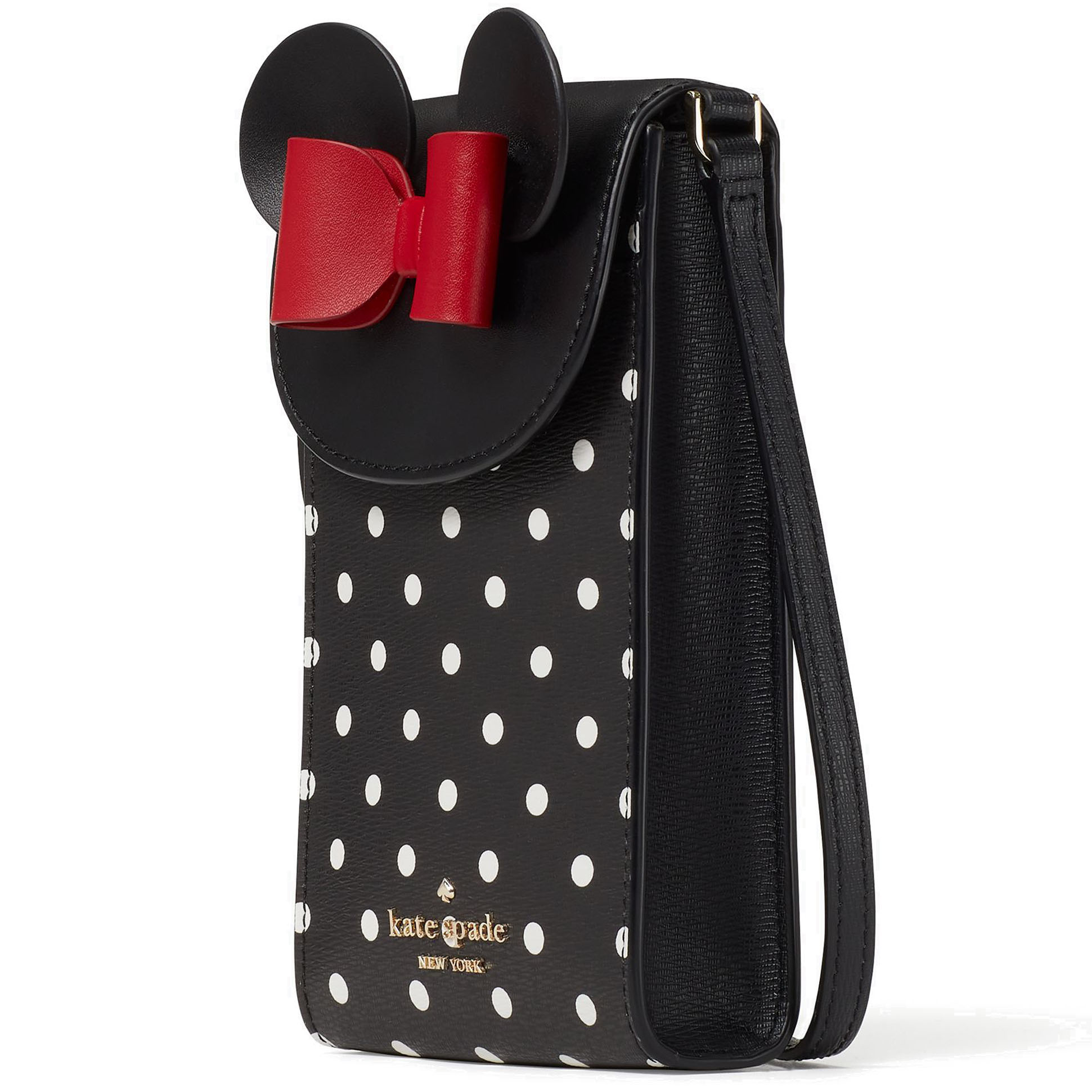 Kate Spade Disney X Kate Spade New York Minnie Mouse North South Flap Phone Crossbody Black # K4830D1