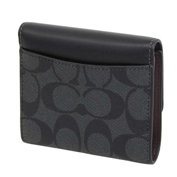 Coach Small Wallet Small Trifold Wallet In Blocked Signature Canvas Black # CE930D4