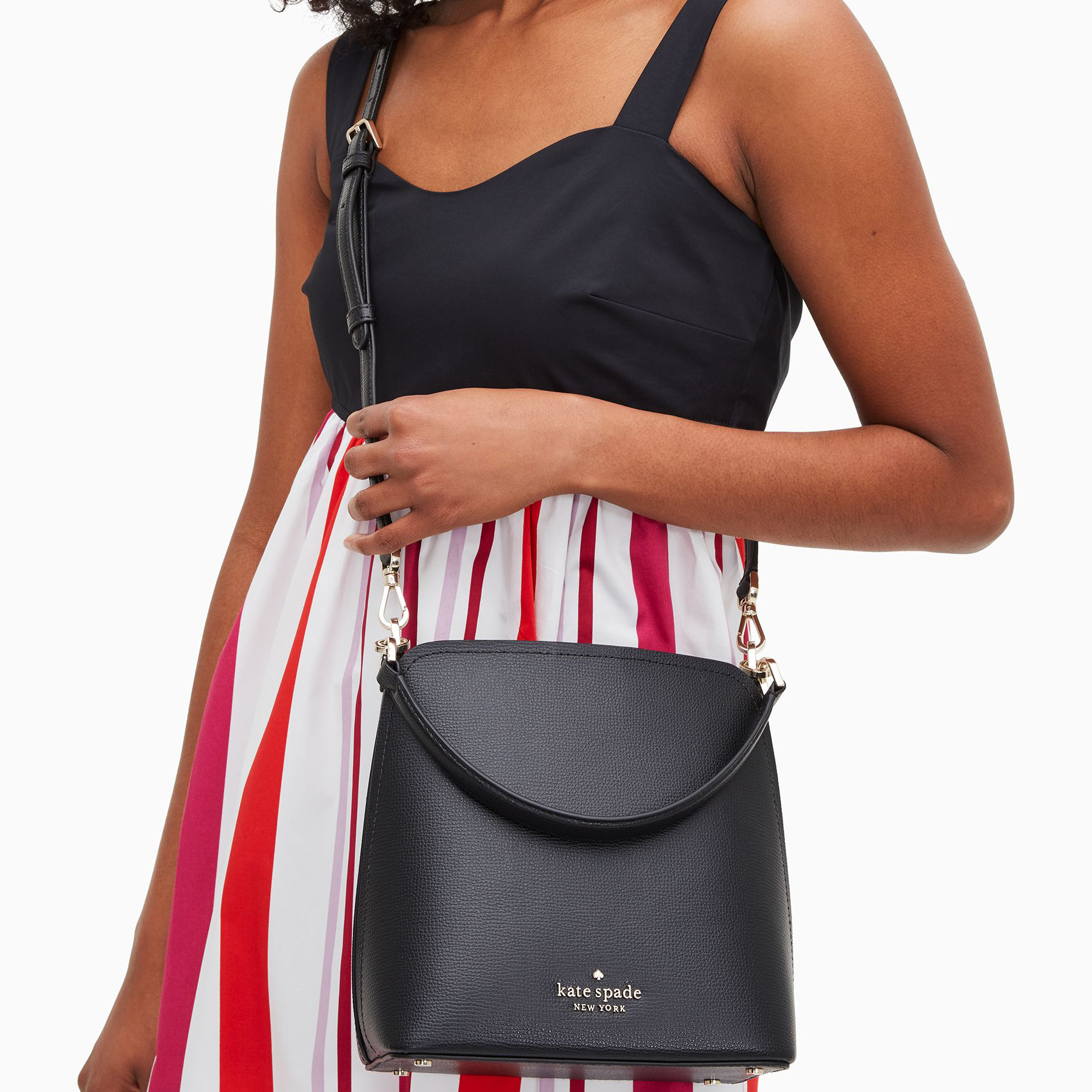 Kate Spade Bucket Bag Shoulder Bag Crossbody Bag Sling Darcy Small Bucket Black # WKR00439D2