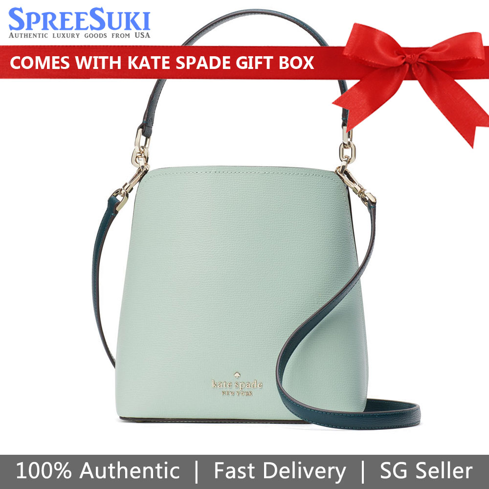 Kate Spade Crossbody Bag Darcy Colorblock Small Bucket Bag Seawater Light Blue # WKR00541D1